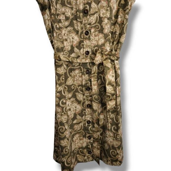 Charter Club Womens Dress Sz 10  Button Front Beige Floral Vtg. Shift Spring‎ - Picture 3 of 9